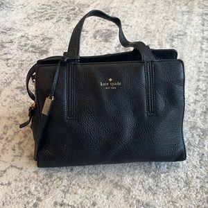 Kate Spade black leather purse with gold accents